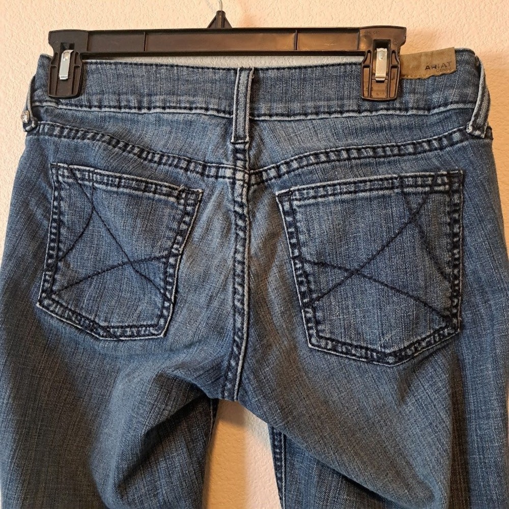 Ariat Denim Trouser Jeans Womens 27L Medium Wash Wide Leg Western Blue Denim - Picture 3 of 6